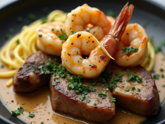 Steak et Scampi de Crevettes